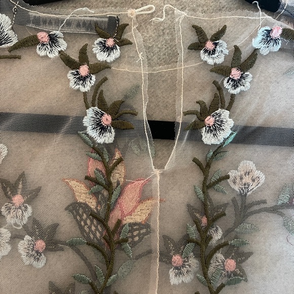 Zara Mesh Floral Embroidered Top - Picture 10 of 10